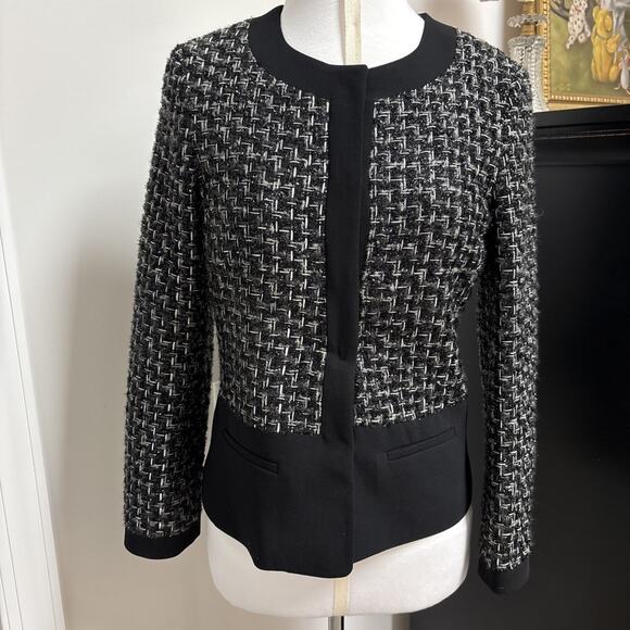 Peter Nygard Boucle Tweed Blazer Jacket Silver Metallic - Sz 6 - Picture 3 of 16